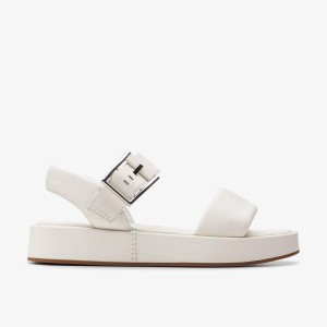 Clarks ALDA STRAP Off White Leather Sandaler Dam Vita | OLI-032961