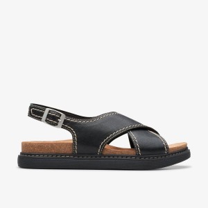 Clarks Arwell Sling Black Leather Sandaler Dam Svarta | KUC-586407