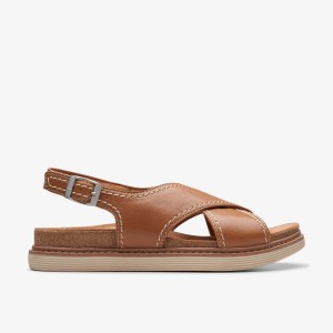Clarks Arwell Sling Tan Leather Sandaler Dam Bruna | VQH-249860