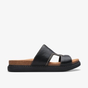 Clarks Arwell Walk Black Leather Sandaler Dam Svarta | KGF-596810