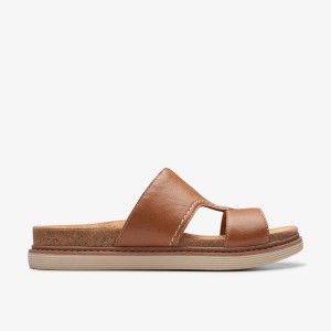 Clarks Arwell Walk Tan Leather Sandaler Dam Bruna | GEO-206358