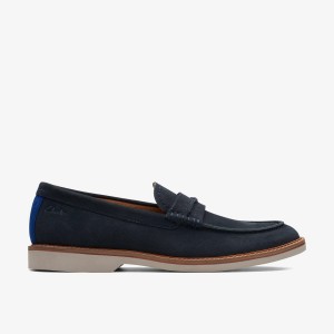 Clarks Atticus Slip Navy Suede Finskor Herr Marinblå | JZN-203647