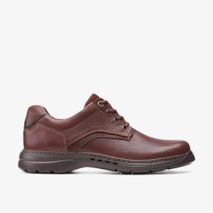 Clarks Brawley Pace Mahogany Leather Finskor Herr Mahogany | WRJ-754612