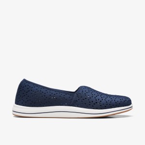 Clarks Breeze Emily Navy Slip On Dam Marinblå | ZPO-052893