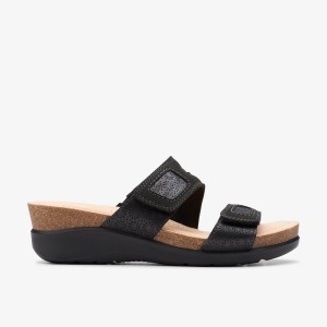 Clarks Calenne Maye Black Combination Sandaler Dam Svarta | EYV-908627