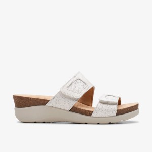 Clarks Calenne Maye White Leather Sandaler Dam Vita | IJV-032164