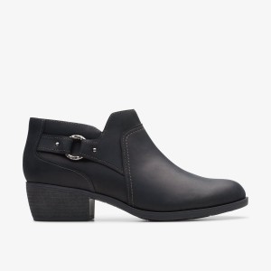 Clarks Charlten Grace Black Oily Leather Stövlar Dam Svarta | CVJ-524087