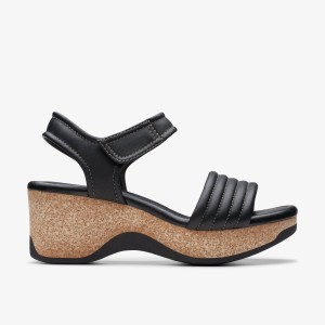 Clarks Chelseah Gem Black Leather Sandaler Dam Svarta | SWF-142793