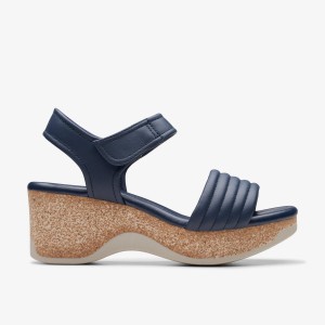 Clarks Chelseah Gem Navy Leather Kilklack Dam Marinblå | IBV-264193