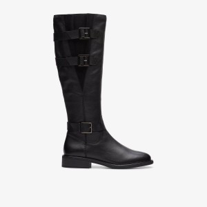 Clarks Cologne Up Black Leather Stövlar Dam Svarta | MDV-937608