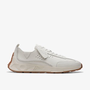 Clarks Craft Speed White Leather Sneakers Herr Vita | MIP-304675