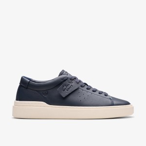 Clarks Craft Swift Navy Leather Sneakers Herr Marinblå | GKX-062493