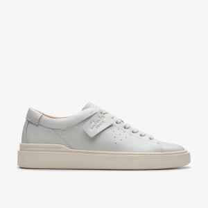 Clarks Craft Swift White Leather Sneakers Herr Vita | DHE-024358