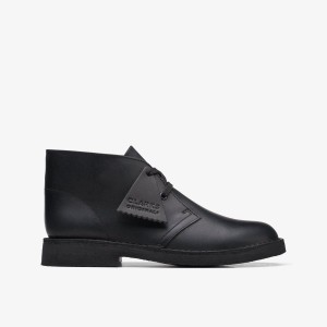 Clarks Desert Boot Older Black Leather Originals Skor Barn Svarta | GCU-982563