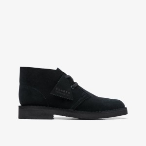 Clarks Desert Boot Older Black Suede Originals Skor Barn Svarta | XER-395207