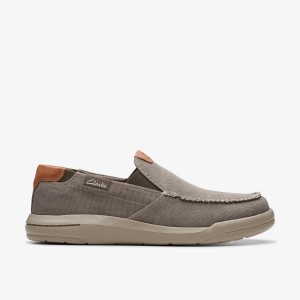 Clarks Driftlite Step Taupe Canvas Slip On & Loafers Herr Grå Bruna | ADZ-804165