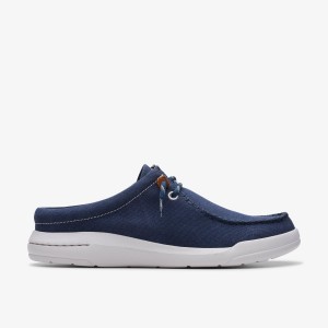 Clarks Driftlite Surf Navy Canvas Slip On & Loafers Herr Marinblå | SET-752183
