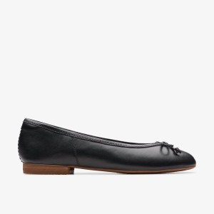 Clarks Fawna Lily Black Leather Slip On Dam Svarta | JHK-728013