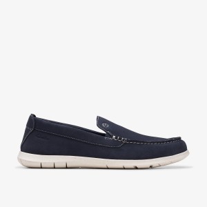 Clarks Flexway Step Navy Suede Slip On & Loafers Herr Marinblå | SCT-782493