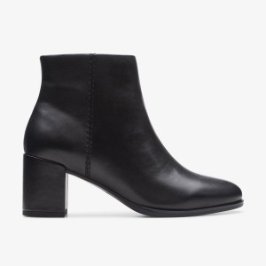 Clarks Freva 55 Zip Black Leather Stövlar Dam Svarta | COW-702316