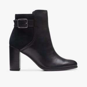 Clarks Freva 85 Buckle Black Leather Stövlar Dam Svarta | XSF-581207