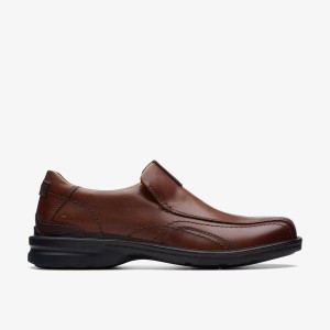 Clarks Gessler Step Dark Tan Leather Finskor Herr Mörkbruna | TKA-362851