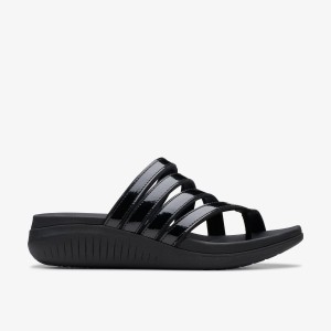 Clarks Glide Hi Iris Black Patent Sandaler Dam Svarta | EQN-985132