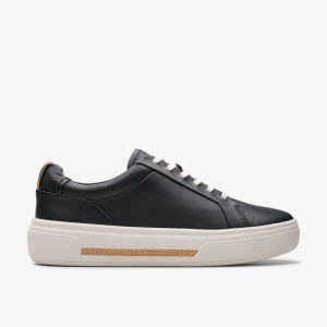 Clarks Hollyhock Walk Black Leather Platform Skor Dam Svarta | XUW-894361