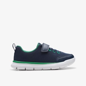 Clarks Hoop Run Kid Navy Synthetic Sneakers Barn Marinblå | WLY-728509