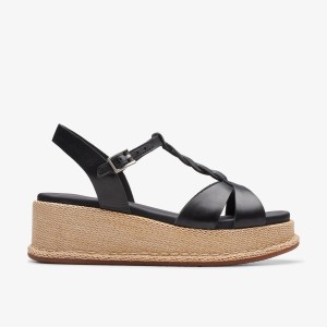 Clarks KIMMEI TWIST Black Leather Sandaler Dam Svarta | TRX-624071