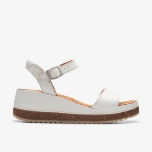 Clarks Kassanda Lily Off White Leather Sandaler Dam Vita | SVM-592461