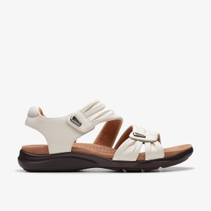 Clarks Kitly Ave Off White Leather Sandaler Dam Vita | UYG-847536