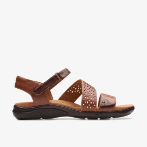 Clarks Kitly Way Tan Leather Sandaler Dam Bruna | XBF-902637