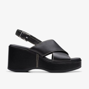 Clarks Manon Wish Black Leather Kilklack Dam Svarta | EHC-617823