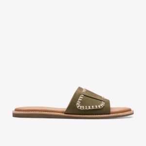 Clarks Maritime Mule Olive Suede Sandaler Dam Olivgröna | AVK-923468
