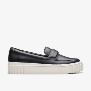 Clarks Mayhill Cove Black Leather Slip On Dam Svarta | BKW-182430