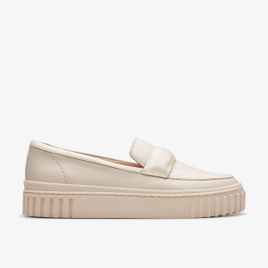 Clarks Mayhill Cove Cream Leather Slip On Dam Grädde | RYC-908136