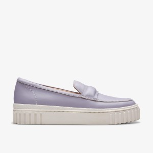 Clarks Mayhill Cove Lilac Leather Slip On Dam Lila | ZQN-436182