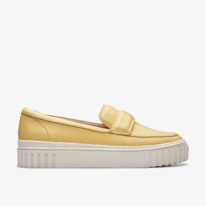 Clarks Mayhill Cove Yellow Leather Platform Skor Dam Gula | LMI-839047