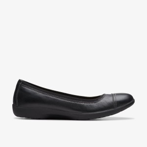 Clarks Meadow Opal Black Leather Slip On Dam Svarta | XCR-097186