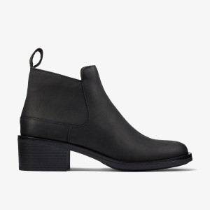 Clarks Memi Zip Black Leather Stövlar Dam Svarta | DKE-352190