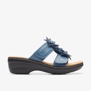 Clarks Merliah Raelyn Blue Leather Sandaler Dam Blå | CTG-102967