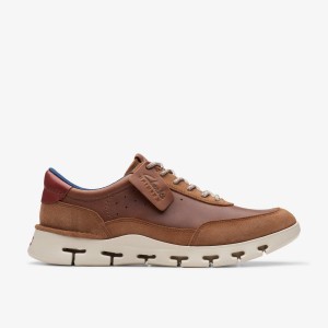 Clarks Nature X One Dark Tan Leather Sneakers Herr Mörkbruna | LPG-576318
