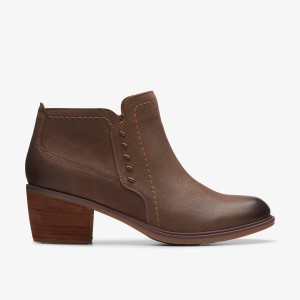 Clarks Neva Lo Dark Tan Leather Stövlar Dam Mörkbruna | HPT-649507