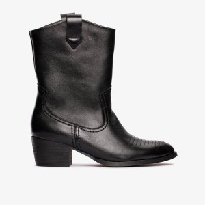 Clarks Octavia Up Black Leather Stövlar Dam Svarta | RXT-436920