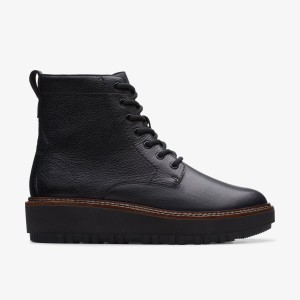 Clarks Orianna Lace Black Leather Stövlar Dam Svarta | FPR-471659