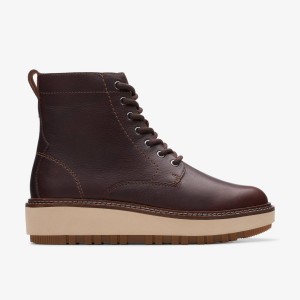 Clarks Orianna Lace Dark Brown Leather Stövlar Dam Mörkbruna | USZ-254601