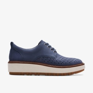 Clarks Orianna Move Navy Nubuck Platform Skor Dam Marinblå | RTI-871340