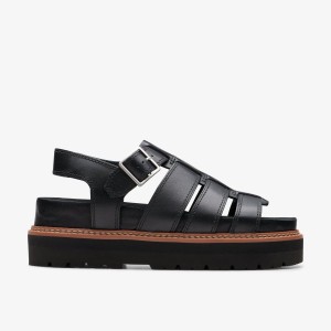 Clarks Orianna Twist Black Leather Platform Skor Dam Svarta | KUC-257963