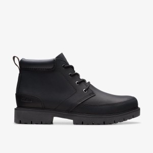 Clarks Rossdale Mid Black Leather Stövlar Herr Svarta | NCW-193280